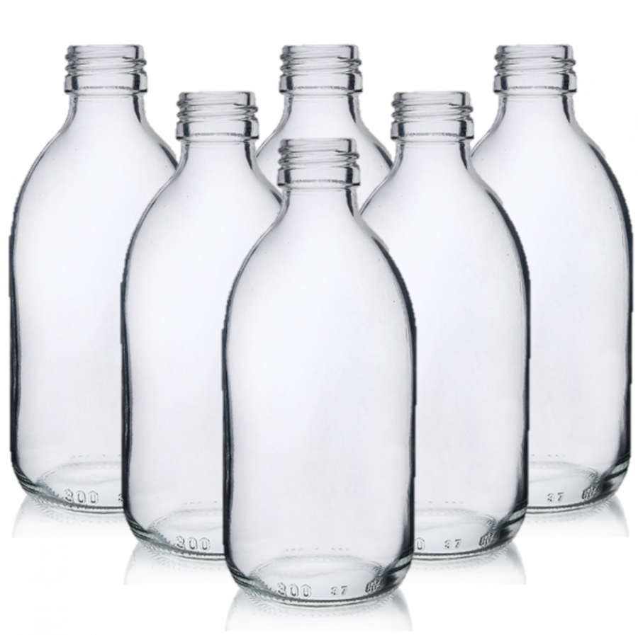 Set of 6 Clear Glass Sirop Bottles (300-1000ml) - 6 for the price of 4!