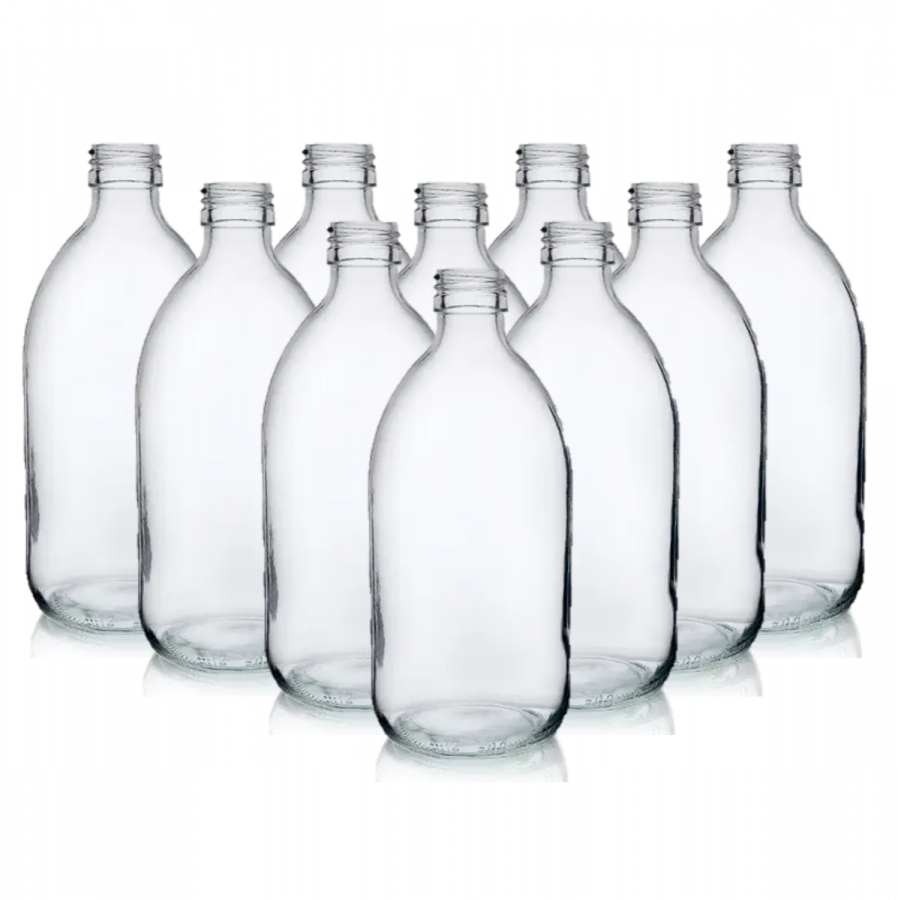 BULK BUY: 10 x 500ml Clear Glass Sirop Bottles
