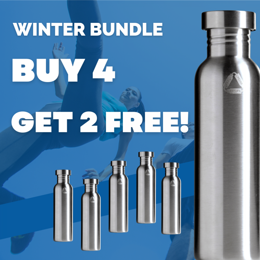 Set of 6 750ml Silver Stainless Steel Water Bottles (6 for the price of 4)