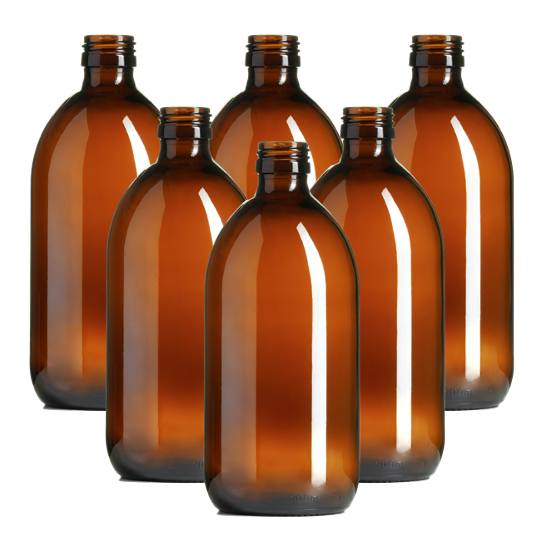 Set of 6 Amber Glass Sirop Bottles (250-1000ml) - 6 for the price of 4!