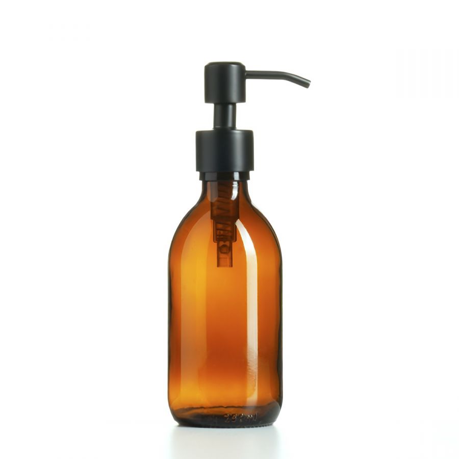 250ml Amber Glass Sirop Bottle and Stainless Steel Pump
