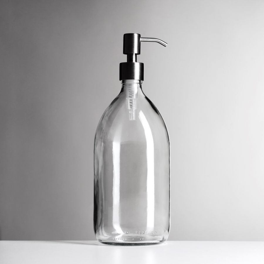 1000ml Clear Glass Bottle and Stainless Steel Pump
