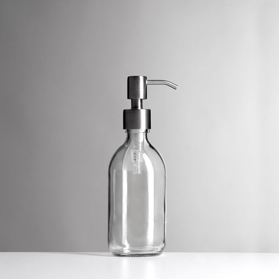 300ml Clear Glass Bottle and Stainless Steel Pump