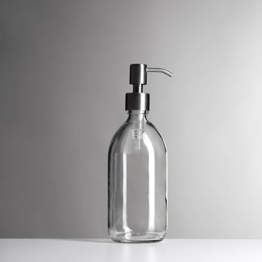 500ml Clear Glass Bottle and Stainless Steel Pump