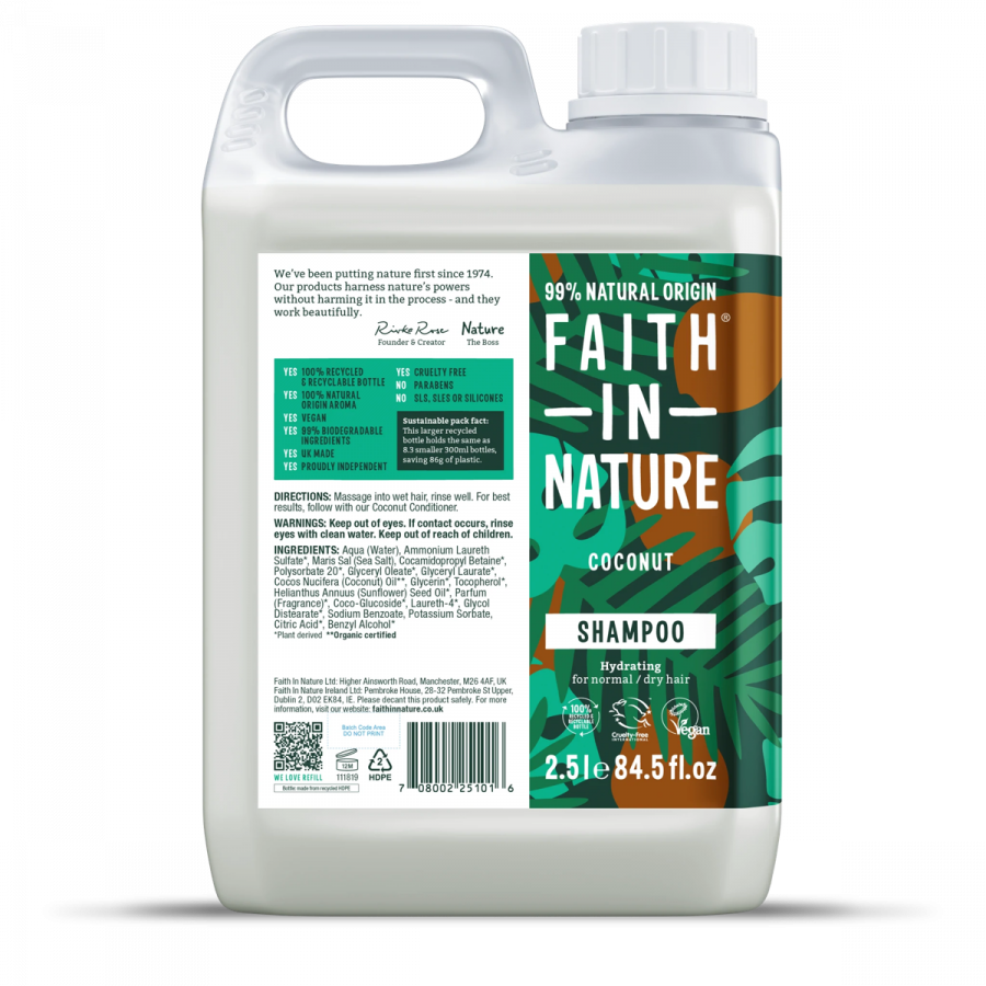 Faith In Nature – Coconut – Shampoo – 2.5L Refill