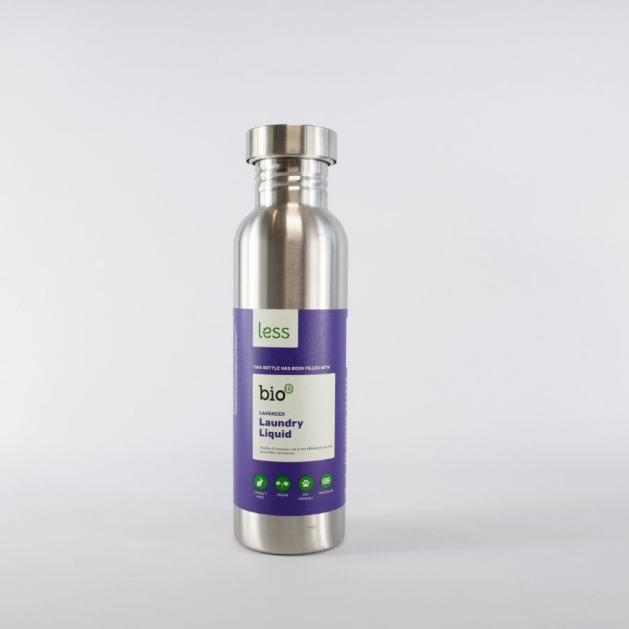Prefilled Bio-D Branded Stainless-Steel Bottle for Lavender Non-Bio Laundry Detergent