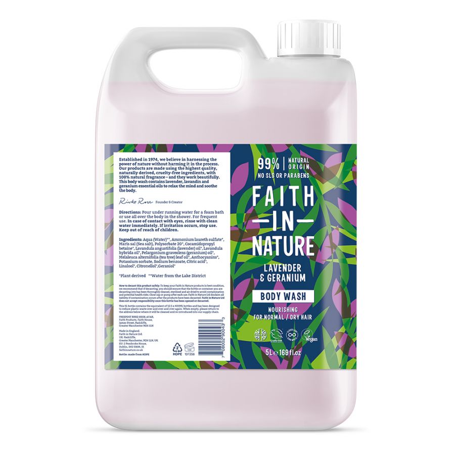 Faith In Nature – Lavender & Geranium – Body Wash – 5L - Refill