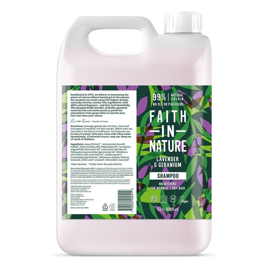 Faith In Nature – Lavender & Geranium – Shampoo – 5L - Refill