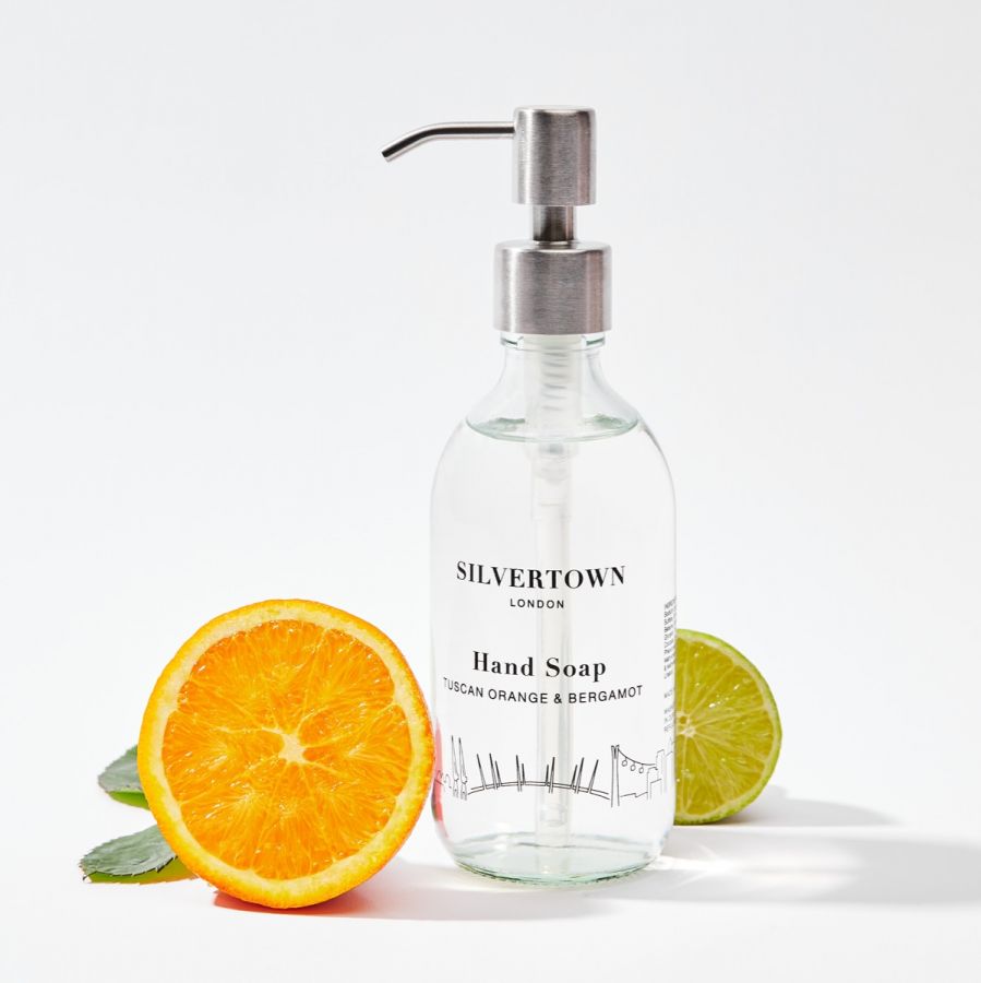 Sample: Silvertown Tuscan Orange & Bergamot Hand Soap in 300ml Glass Bottle with Silver Stainless Steel Pump